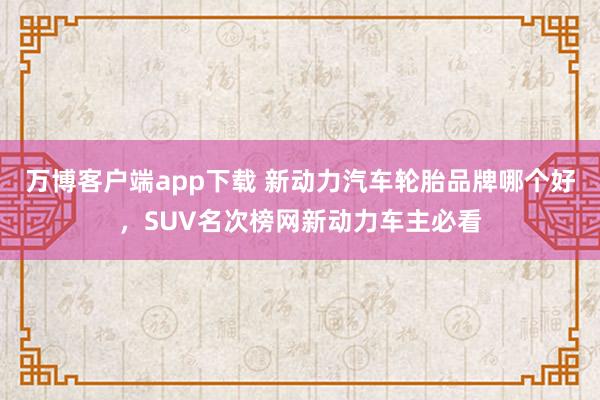 万博客户端app下载 新动力汽车轮胎品牌哪个好，SUV名次榜网新动力车主必看