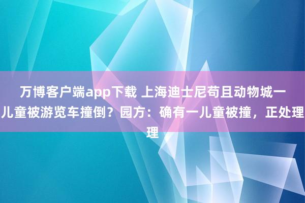 万博客户端app下载 上海迪士尼苟且动物城一儿童被游览车撞倒？园方：确有一儿童被撞，正处理