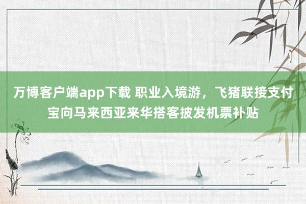 万博客户端app下载 职业入境游，飞猪联接支付宝向马来西亚来华搭客披发机票补贴