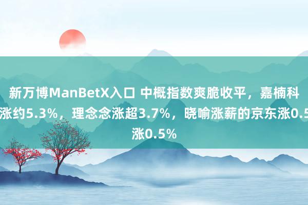 新万博ManBetX入口 中概指数爽脆收平，嘉楠科技涨约5.3%，理念念涨超3.7%，晓喻涨薪的京东涨0.5%