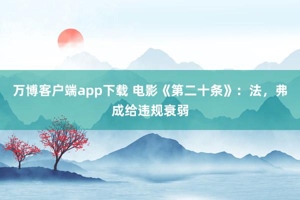 万博客户端app下载 电影《第二十条》：法，弗成给违规衰弱