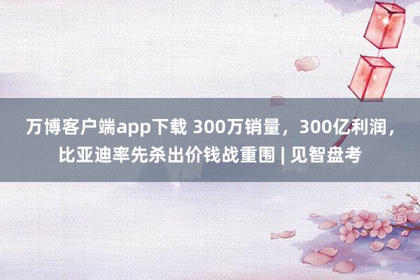 万博客户端app下载 300万销量，300亿利润，比亚迪率先杀出价钱战重围 | 见智盘考