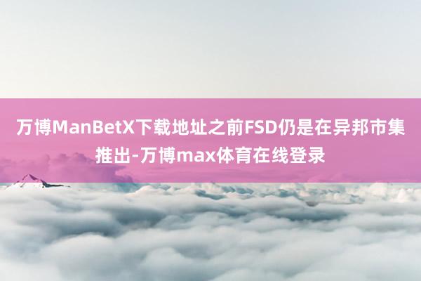 万博ManBetX下载地址之前FSD仍是在异邦市集推出-万博max体育在线登录