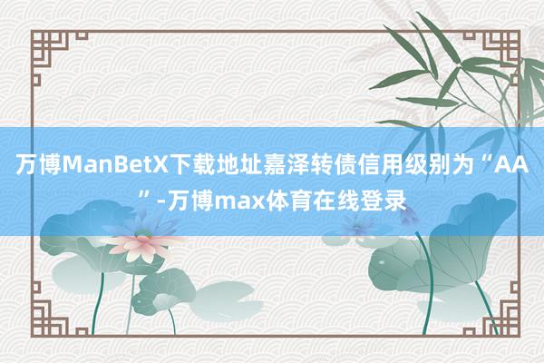 万博ManBetX下载地址嘉泽转债信用级别为“AA”-万博max体育在线登录