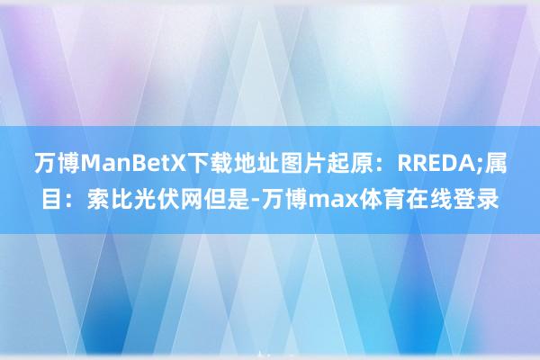 万博ManBetX下载地址图片起原：RREDA;属目：索比光伏网但是-万博max体育在线登录