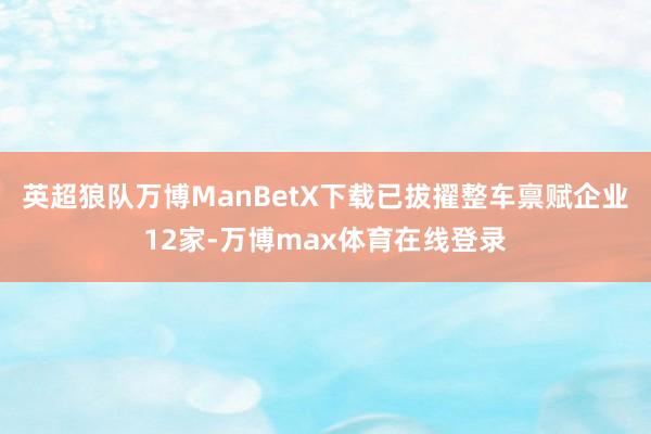 英超狼队万博ManBetX下载已拔擢整车禀赋企业12家-万博max体育在线登录