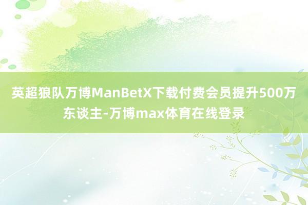 英超狼队万博ManBetX下载付费会员提升500万东谈主-万博max体育在线登录