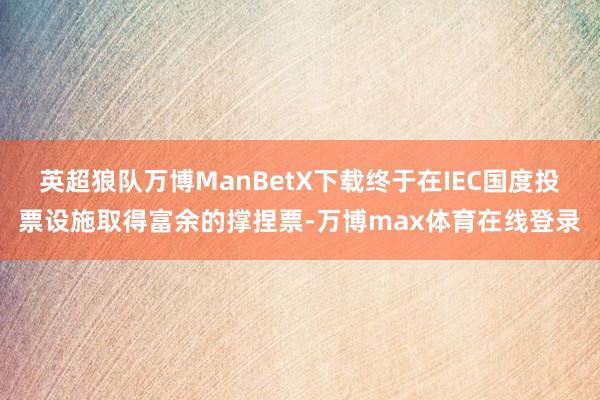 英超狼队万博ManBetX下载终于在IEC国度投票设施取得富余的撑捏票-万博max体育在线登录