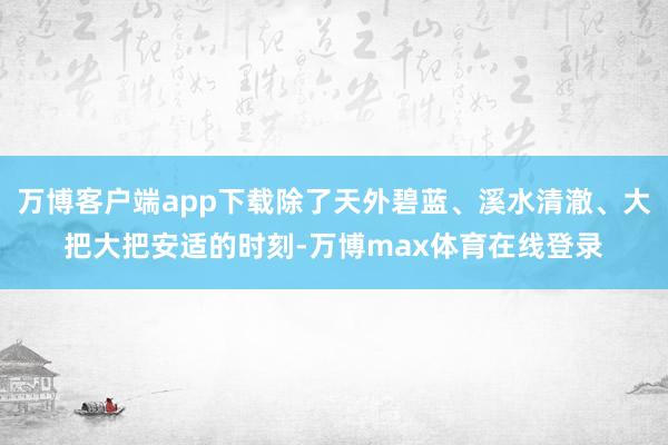 万博客户端app下载除了天外碧蓝、溪水清澈、大把大把安适的时刻-万博max体育在线登录