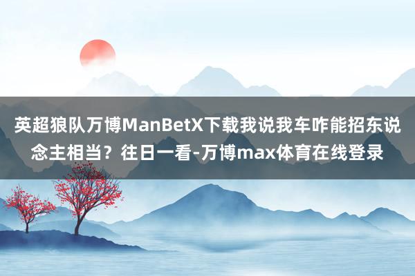 英超狼队万博ManBetX下载我说我车咋能招东说念主相当？往日一看-万博max体育在线登录